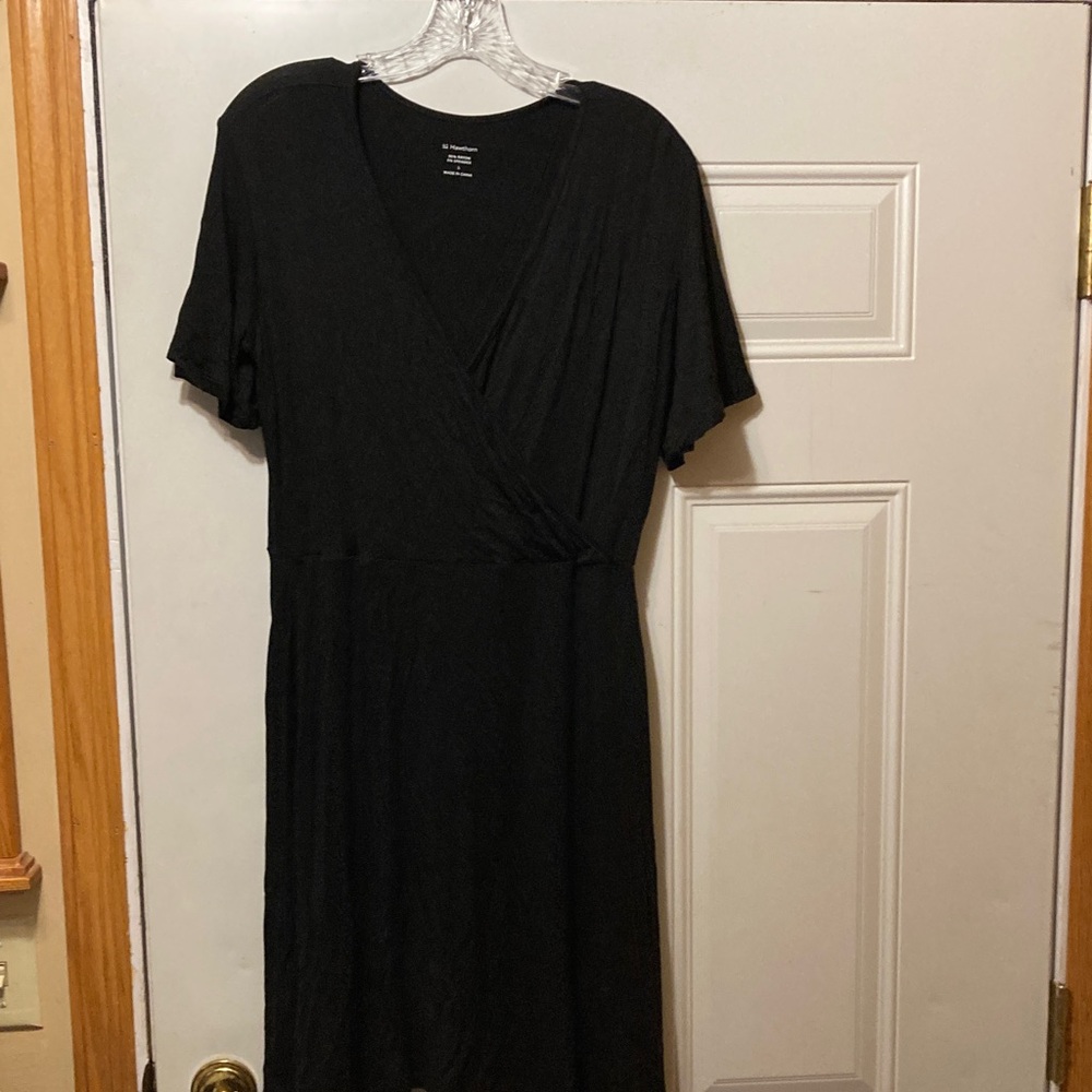 41 Hawthorn Black Wrap-Style Women's Dress L